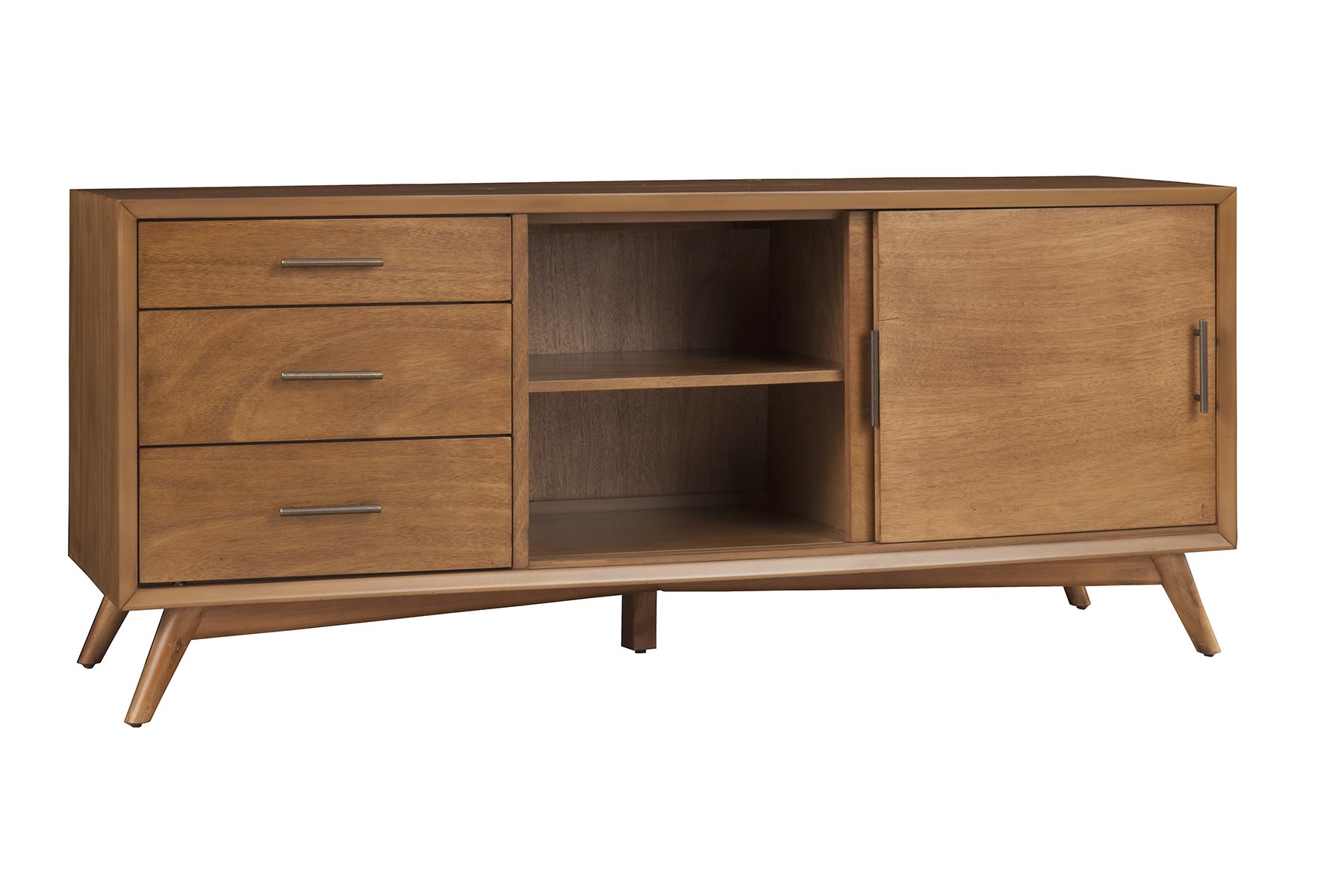 64" Brown TV Stand with Drawers and Sliding Door - Image 3