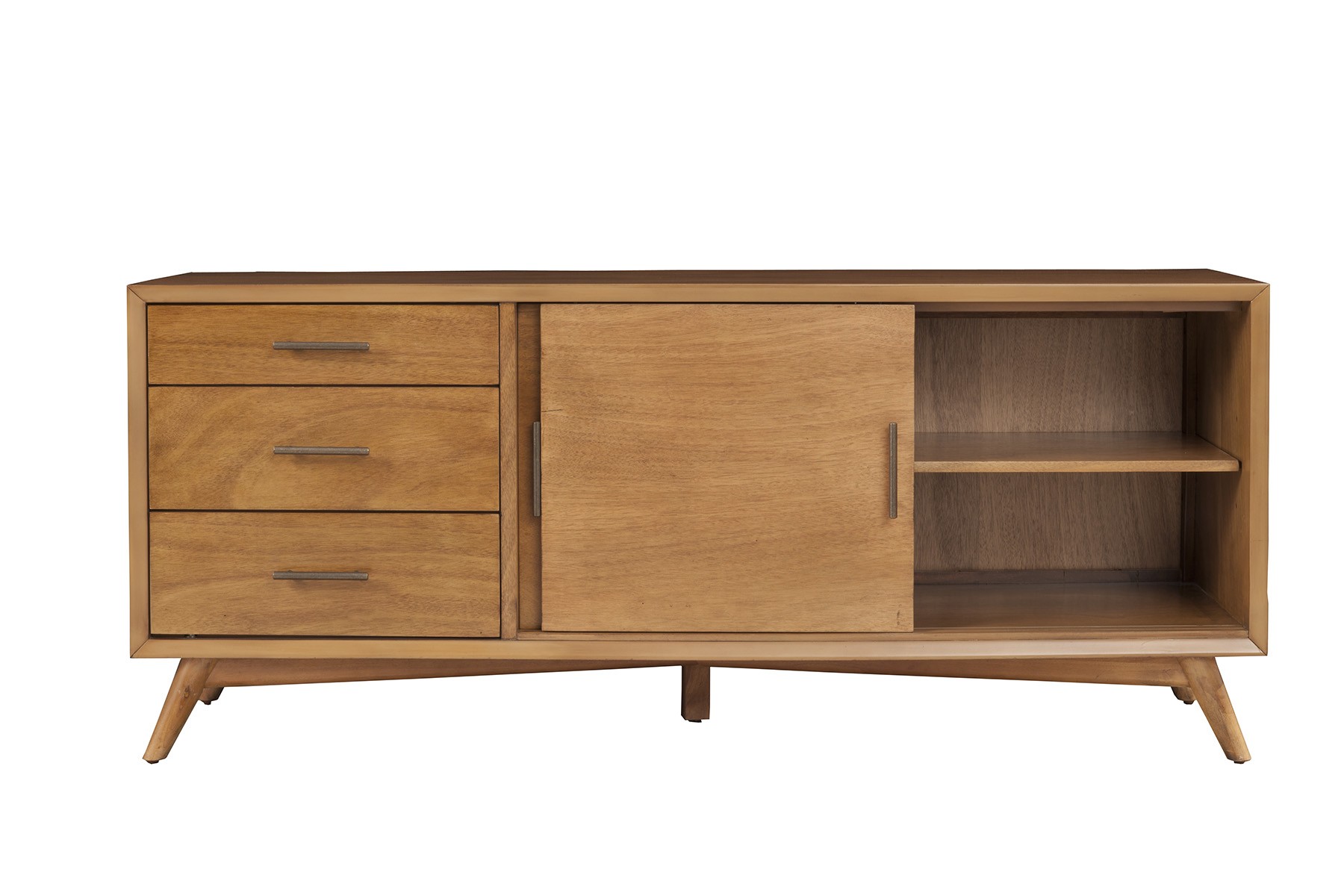 64" Brown TV Stand with Drawers and Sliding Door - Image 5