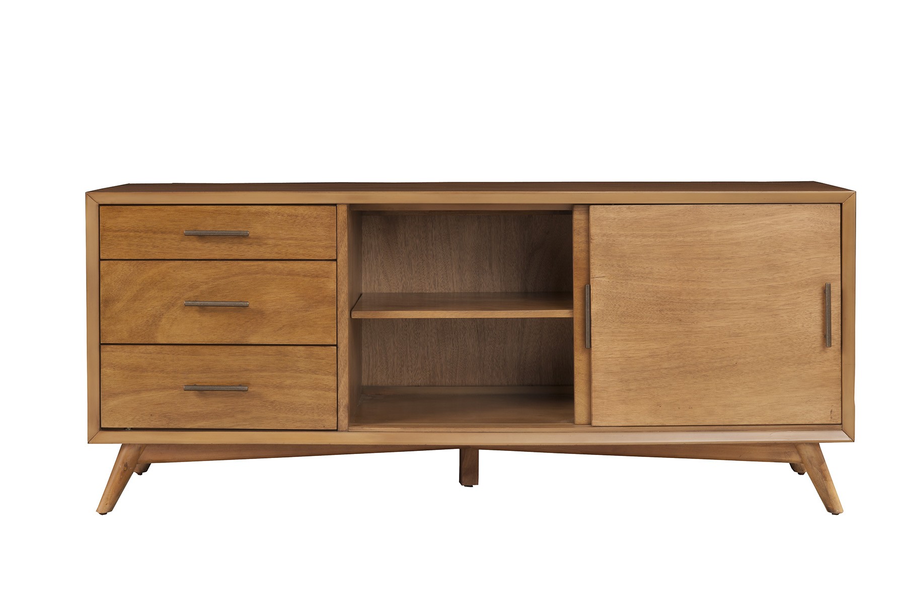 64" Brown TV Stand with Drawers and Sliding Door - Image 6